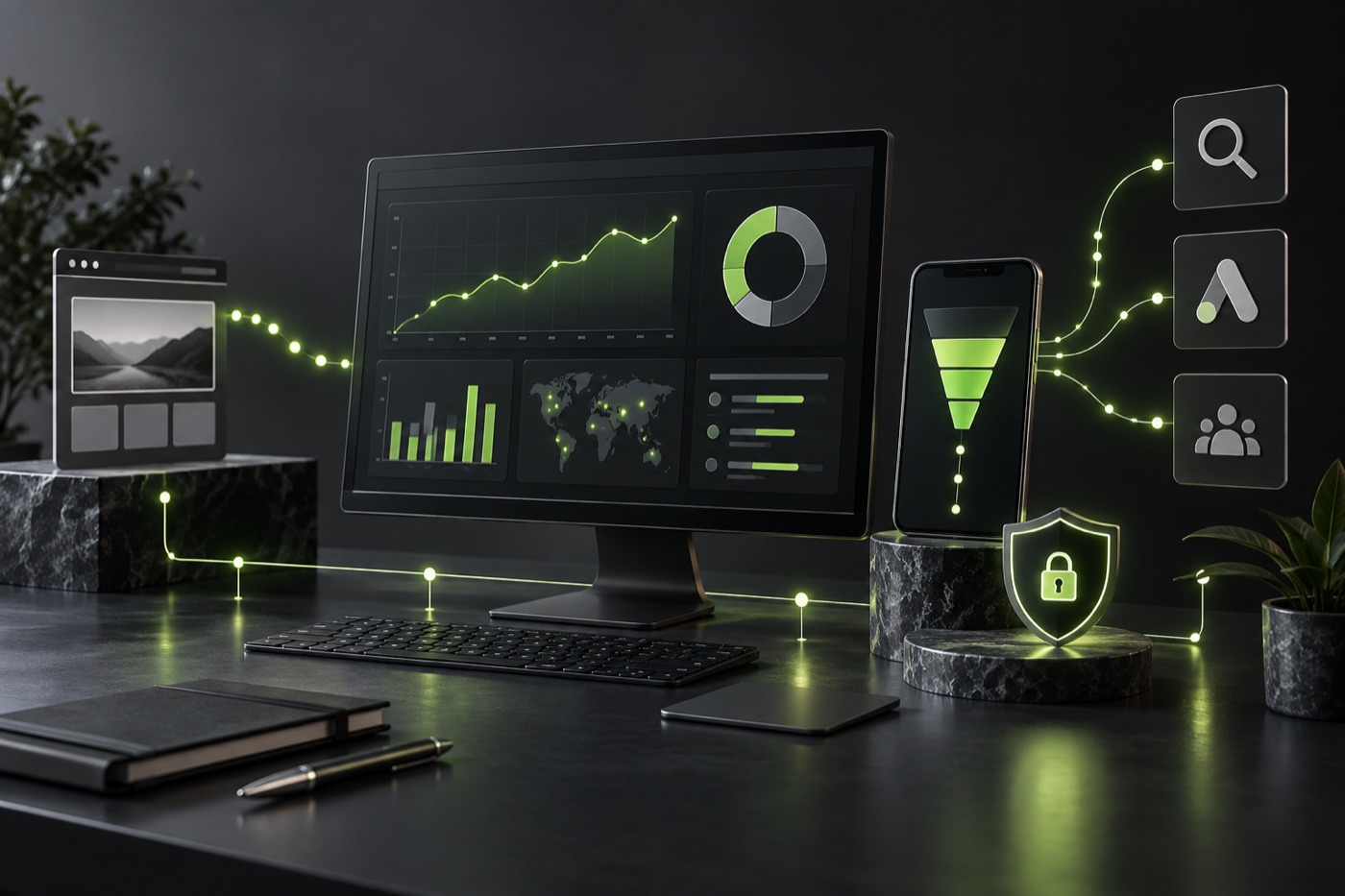 Concepto visual de Medición y conexiones digitales